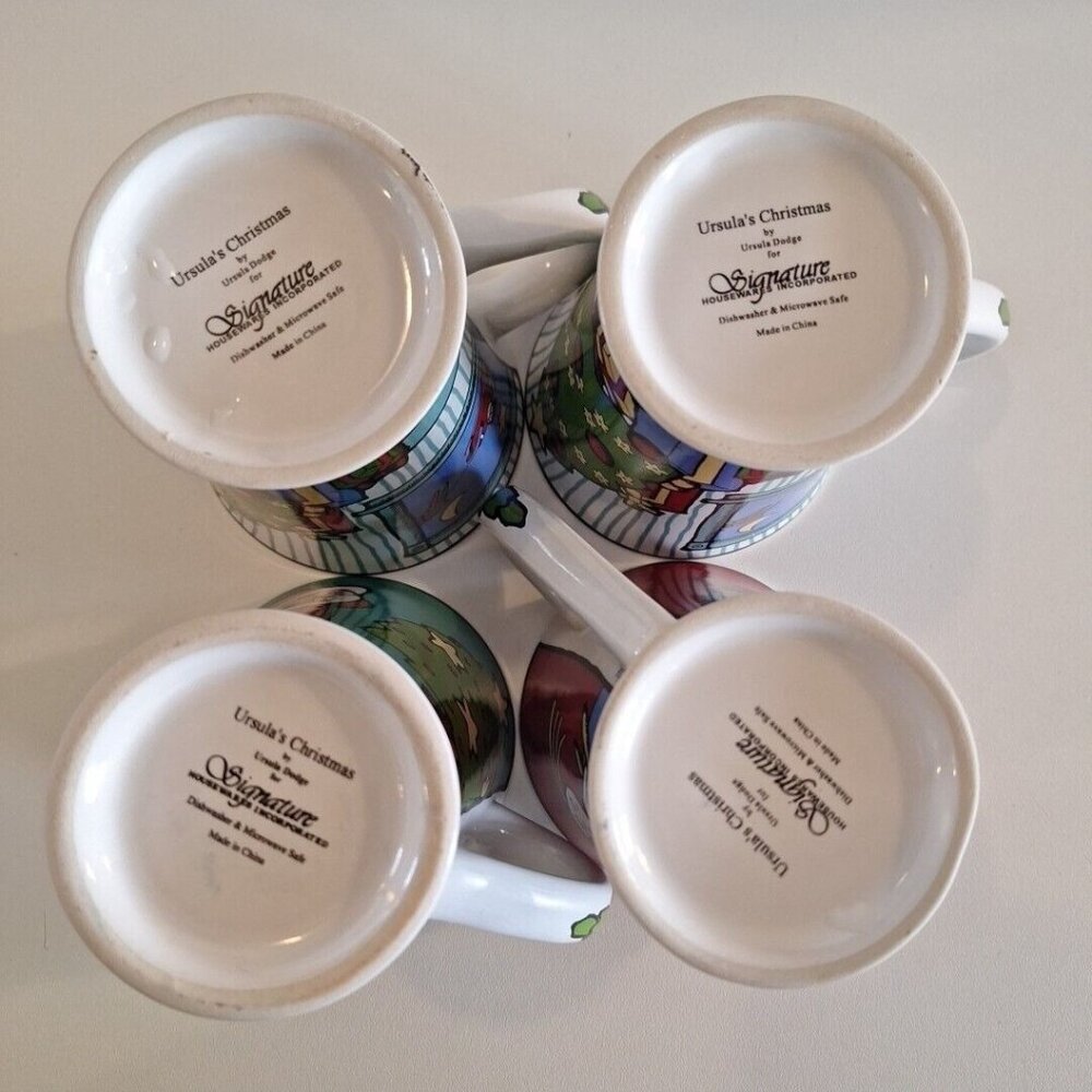 Ursula’s Christmas Signature 4 Mugs Holiday Ceramic Cups Dodge - Picture 2 of 9